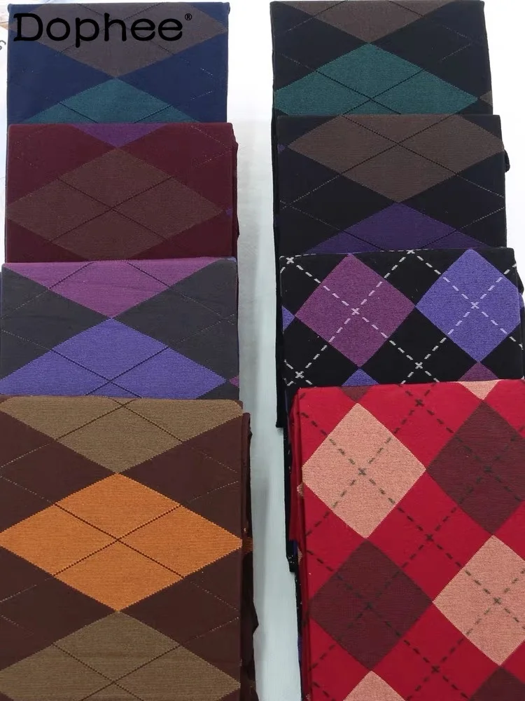 

Japanese Retro British Style Colorful Diamond Pattern Tights Spring and Autumn New Thin Velvet Tights for Women