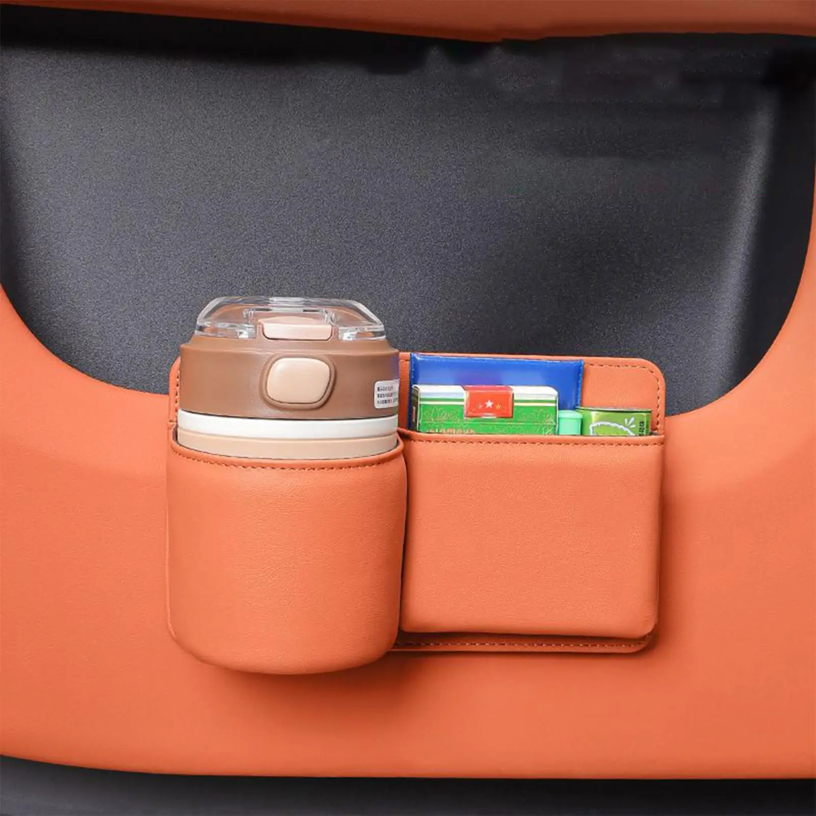 

Car Backseat Cup Holder Multifunctional Leather Car Behind Seat Bottle Holder Lightweight Automotive Travel Accessories For