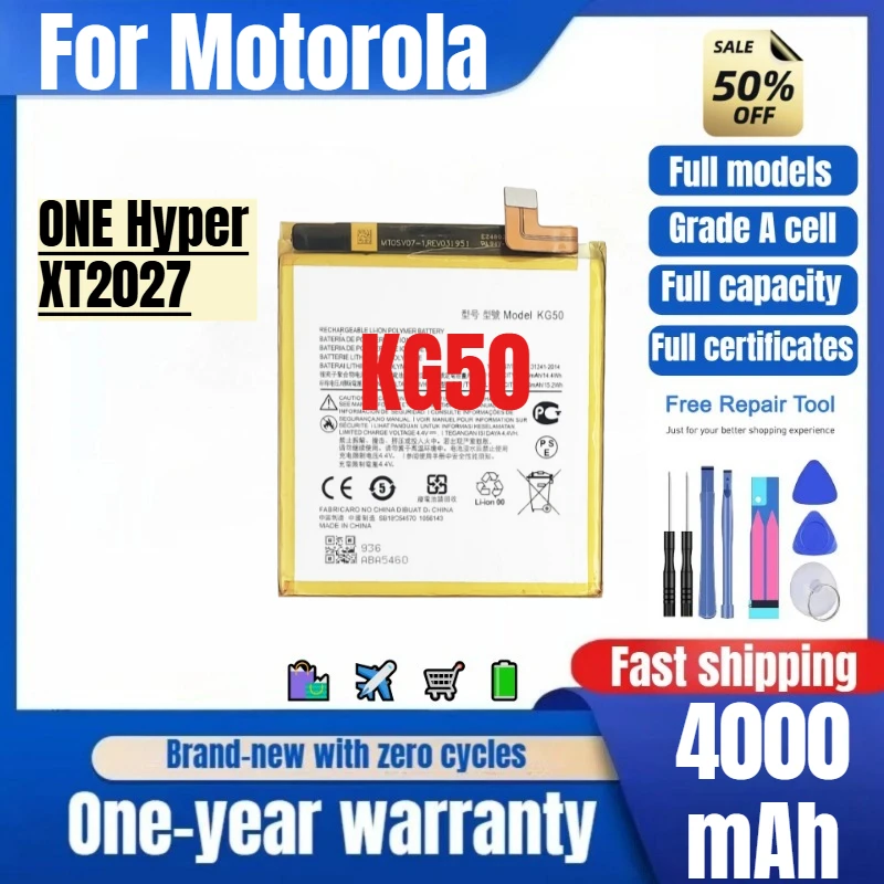 KG50 for Motorola ONE Hyper/XT2027 Phone Battery 0 Cycle High Quality High Capacity Replacement Bateria Grade A Cell with Tools