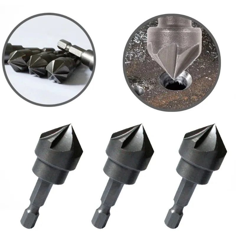 

BIESUO 6 Flute 90 Degree Countersink Drill Chamfer Bit Cutter 1/4" Hex Shank Deburring Drilling Bevel Cutting Remove Burr Tools