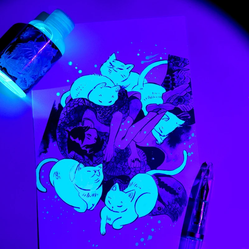 18 مللي/50 مللي حبر غير مرئي حبر فلورسنت عالي السطوع آمن وغير سام لعبة فك تشفير الرسم على الجدران