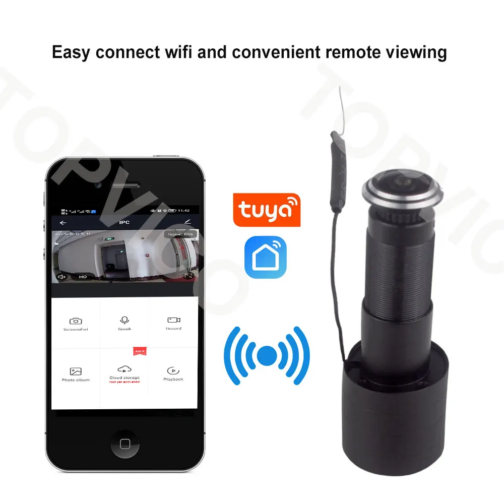 Topvico-Cámara de puerta Tuya con detección de movimiento, intercomunicador inalámbrico con Wifi, Visor de vídeo, protección de seguridad para el