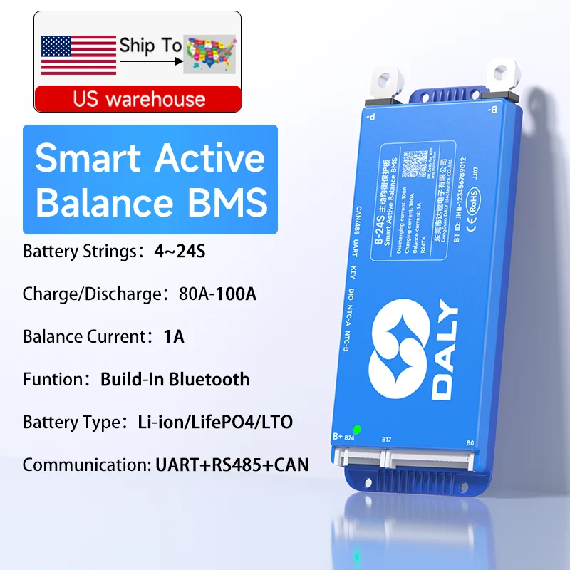 

Daly Smart BMS Active Balance 4S 8S 16S 24S bluetooth wifi Bms 80A 100A lifepo4 li-ion LTO