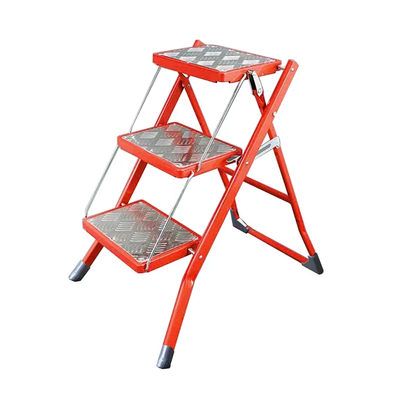 

Metal folding ladder, multi-functional ladder stool portable herringbone ladder storage ladder frame household