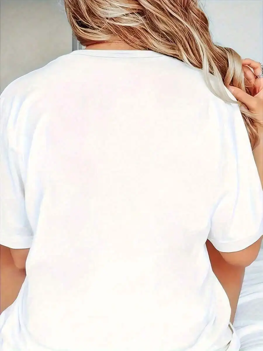 2026 New Plus Size Women Crew Neck Psalm 23 Slogan Graphic T Shirt Oversized Soft Premium Jersey Short Sleeve Casual Daily Basic Top T Shirt