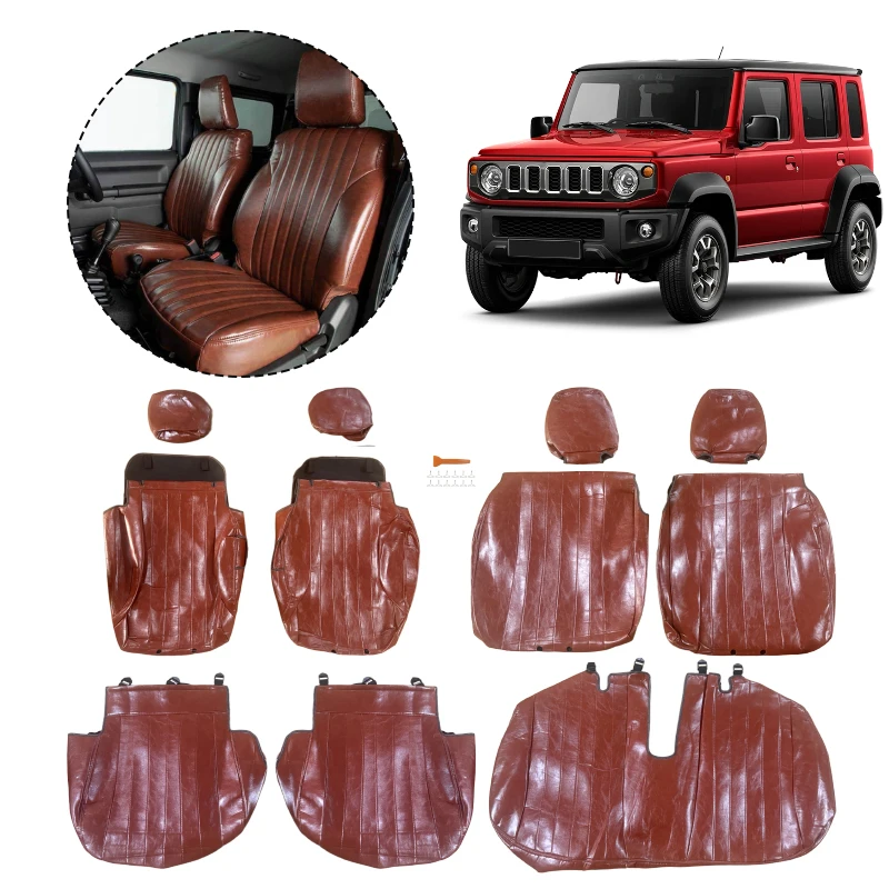 Car Seat Covers For Suzuki JIMNY 5 DOOR Seats Protector Cushion Pad PU Imitation Cowhide Color Auto Interior Accessories 2023+