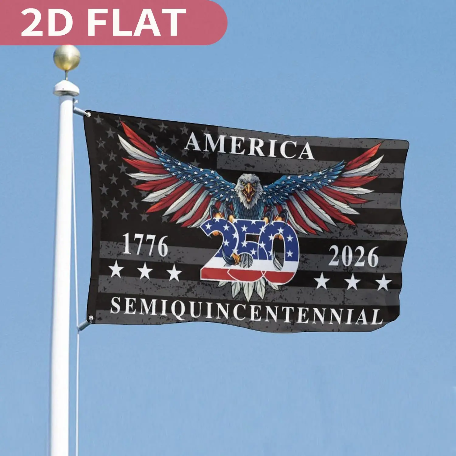 American 250 Flag – 3x5 FT US 250th Anniversary Flags 1776-2026 – 250 Merchandise Banner – 250 Years Flag with Grommets