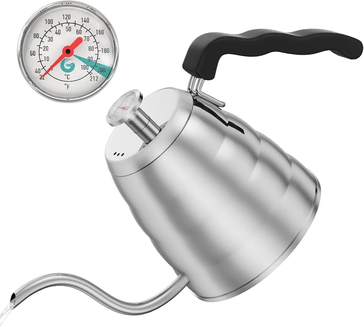 

40oz Stainless Steel Gooseneck Kettle with Thermometer for Pour Over Coffee, French Press & Tea
