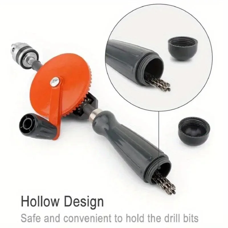 Hand Crank Drill Double Pinions 1/4 Inch 3/8 Inch Hand Drilling Tool for Wood Plastic Acrylic Circuit Board Punching