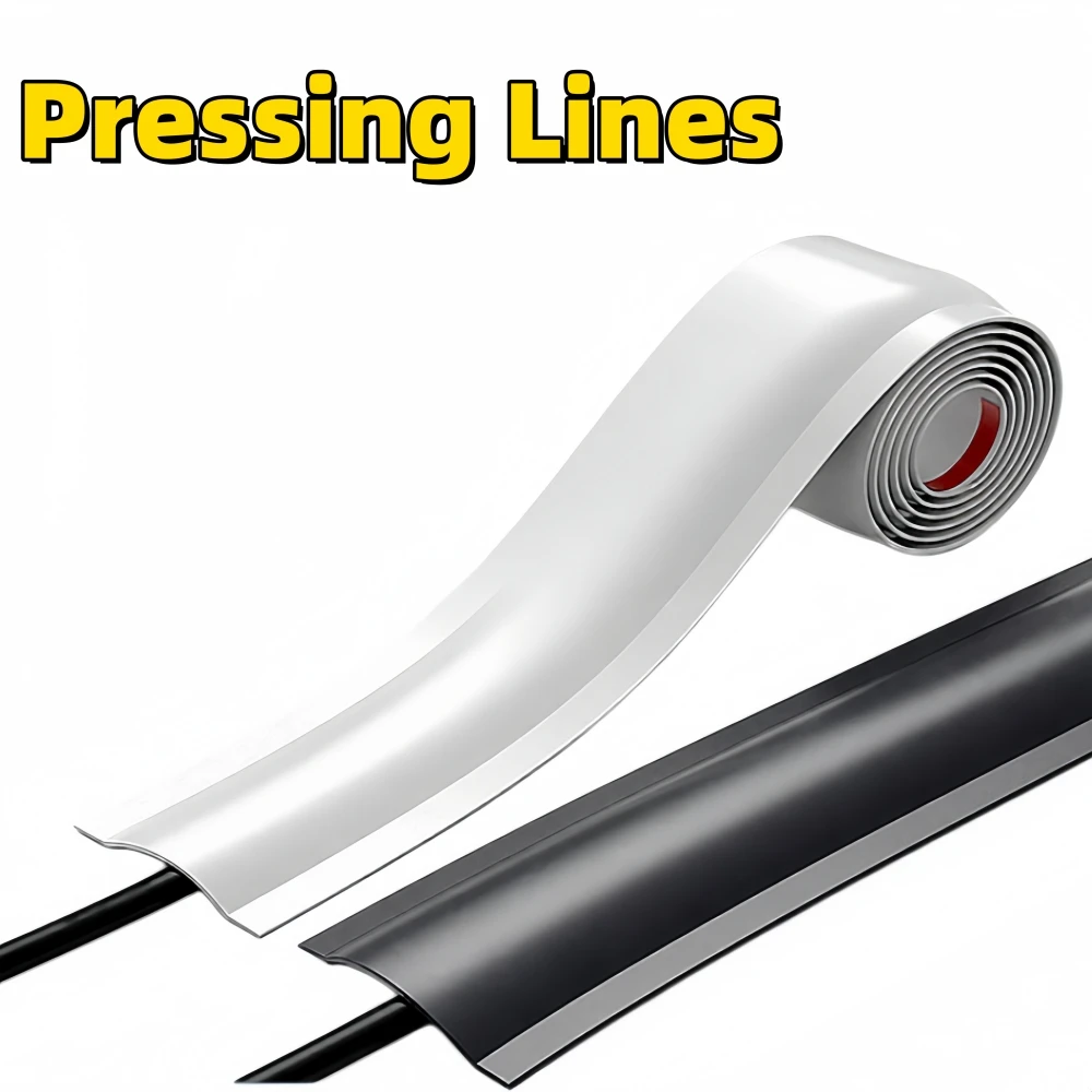 2M PVC Floor Cable Protector Self Adhesive Wire Cover Flexible Cable Duct Cord Hider For Home Office Desk TV Computer Wires