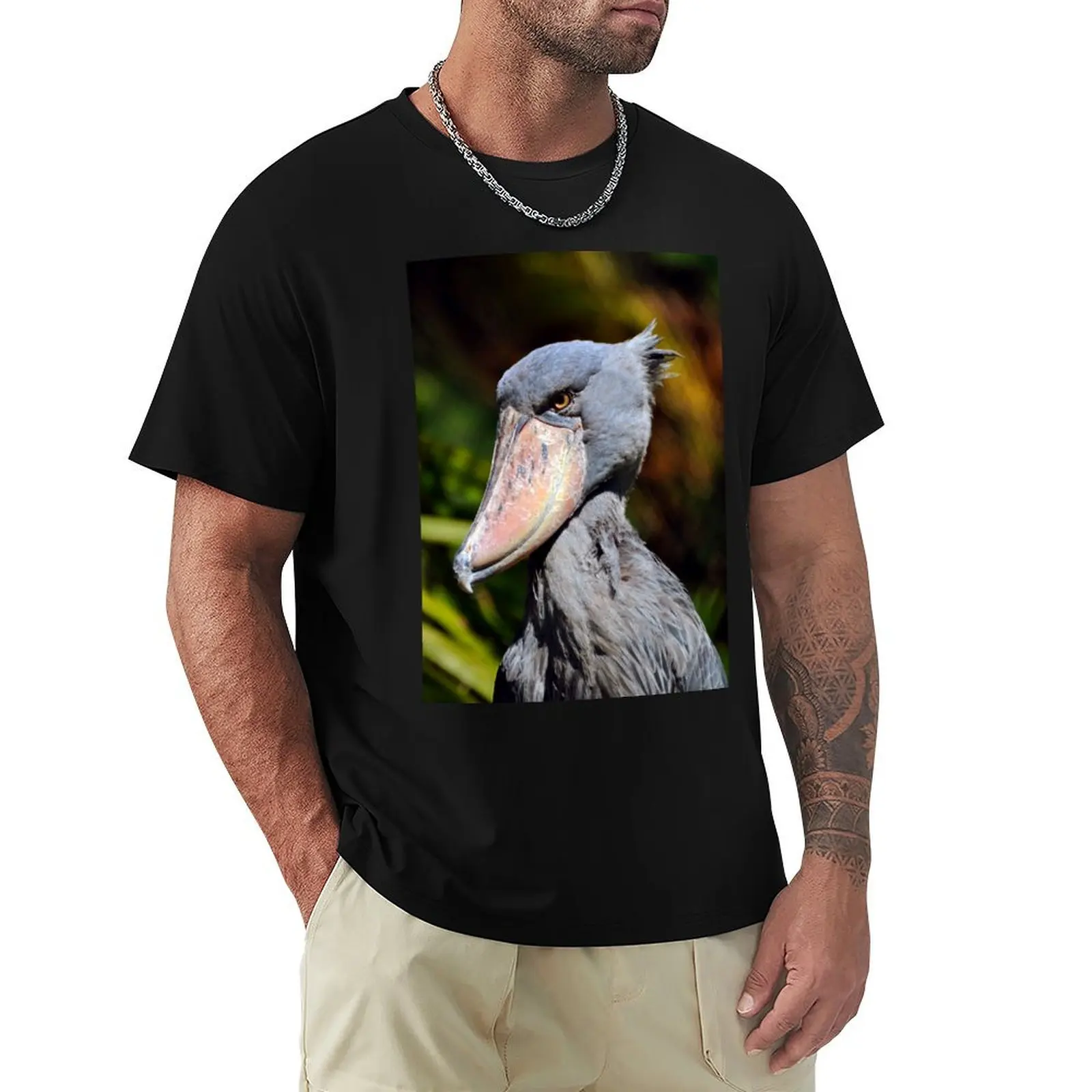 

Shoebill T-Shirt graphic tee shirt valentines clothes Men's t shirts