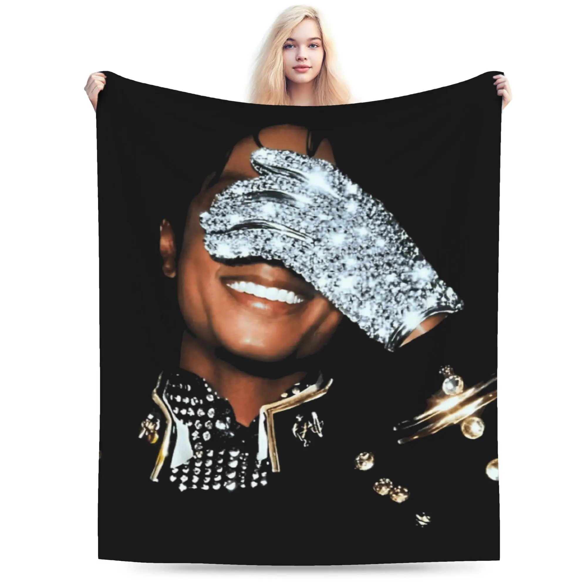 Shiny Glove Dance Michaels Jacksons Blankets Flannel Spring Autumn  Breathable Throw Blankets for Bedding Bedroom Bedspread