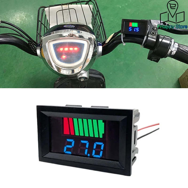 

Car Battery Charge Level Indicator 12V 24V 36V 48V 60V Lithium Battery Capacity Meter Tester Blue Display LED Tester Voltmeter