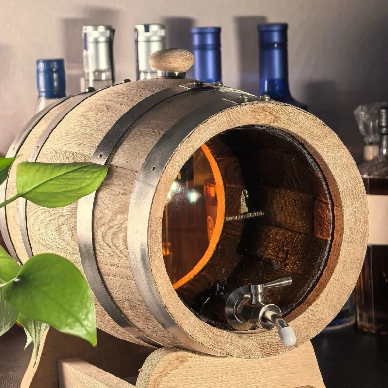 5L Whisky Brandy Barrel Visual Glass Oak Barrel