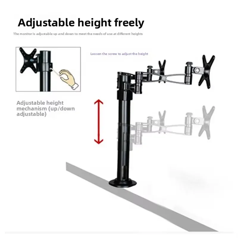 Dual Screen Multi-Screen LCD Computer Desktop Stand Adjustable Height Telescopic Rotating Universal Arm Made in China