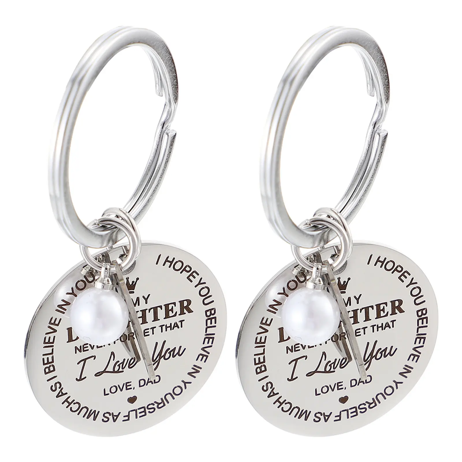 Inspirational Family Keychains 2 Pack Stainless Steel Love Key Rings Graduation Gift for Daughter