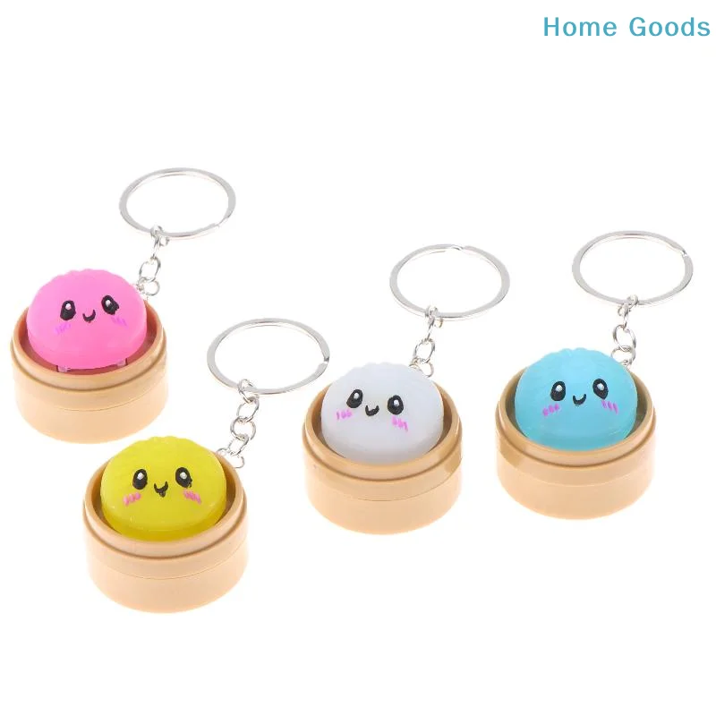 Cute Kawaii Mini Steamed Bun Keychains Soft Stress Relief Design Backpack Decor Party Favors Kids Gifts