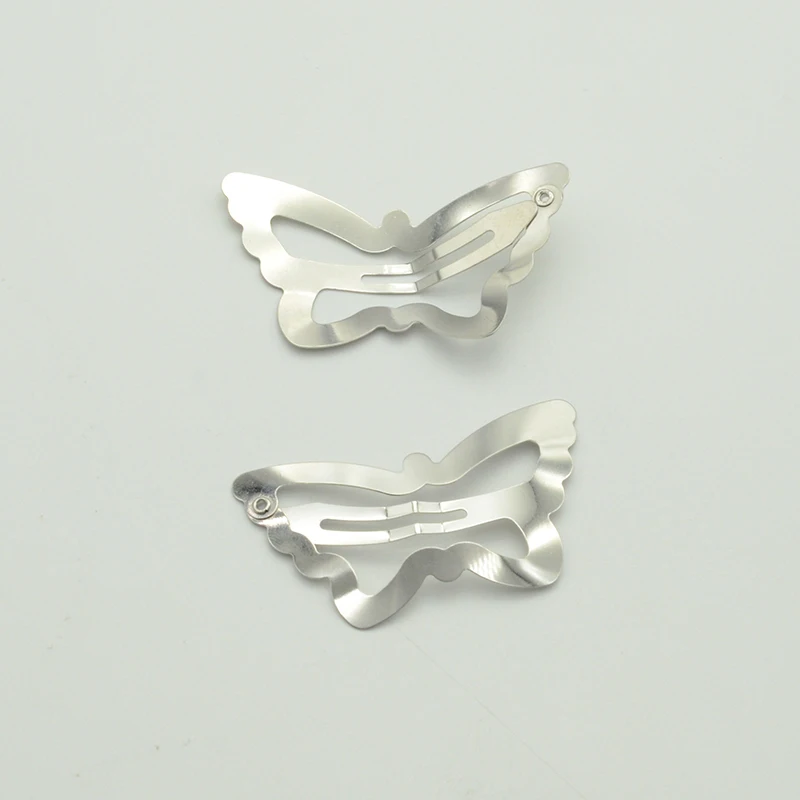 50PCS 3cm 4cm 5cm Silver Filigree Butterfly Hair Clip Metal Snap Hairpin For Kids Side Hairgrip Barrettes Nickle free Lead free image 4
