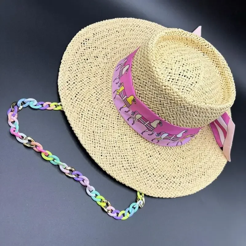 Summer Women Luxury Straw Sun Hat Fashion UV Protection French Bump Top Wide Brim Panama Beach Sun Hat For Ladies 2