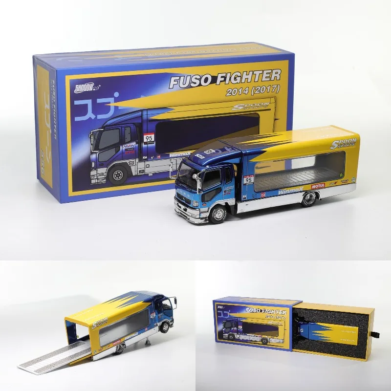 modellino-auto-in-lega-spoon-diecast-shadow-pro-scala-1-64-veicolo-da-trasporto-merci-a-doppio-strato-mitsubishi-fur