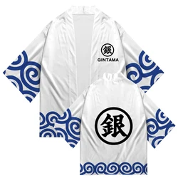 Anime Gintama 3D drukuj japońskie Kimono Haori Yukata Cosplay kobiety/mężczyźni moda lato z krótkim rękawem koszule Kimono Streetwear