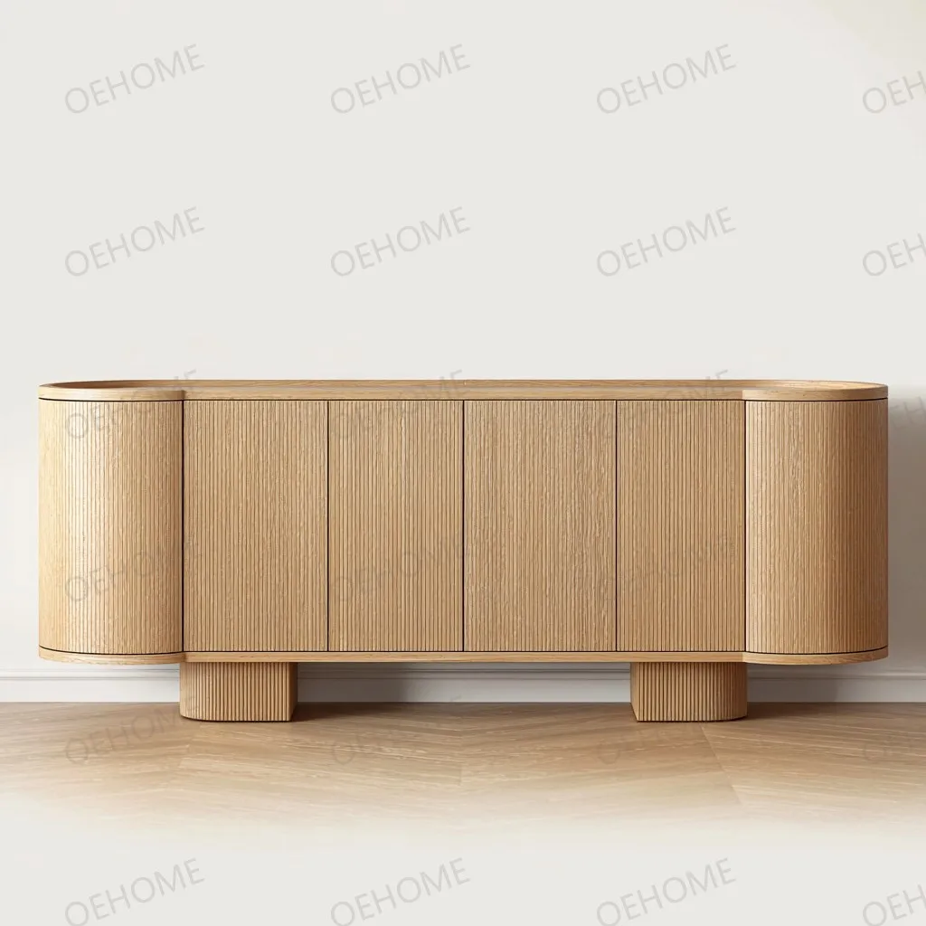 

# Luxury Modern Sideboard Cabinet Solid Wood Rounded Corners Minimalist For Home Dining Living Room Durable