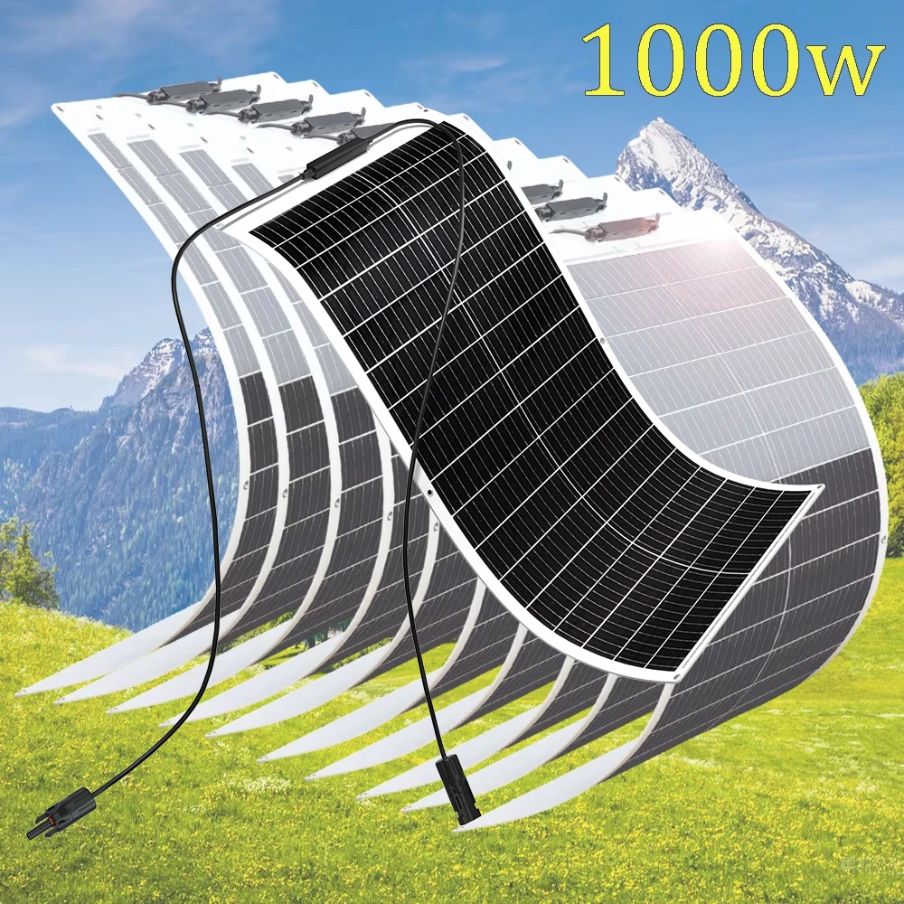 Photovoltaik-Panel 12v Solarpanel flexible 1000w 600w 300w 200w 100w 12v 24v Batterieladegerät Camper Zuhause Dach RV Boot im Freien EU Lager DHL Versand