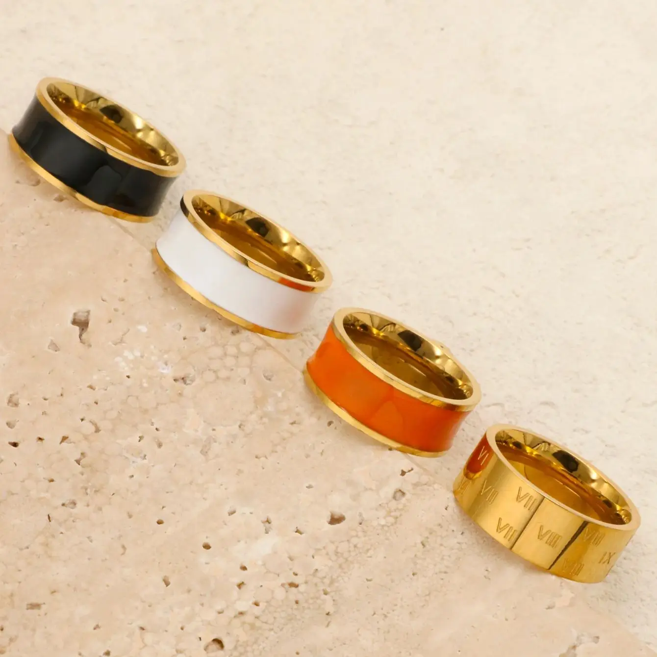 

1 Piece Width 8mm Stainless Steel French Style Plain Ring Simple And Non Fading Men's And Women's Ring Accessories