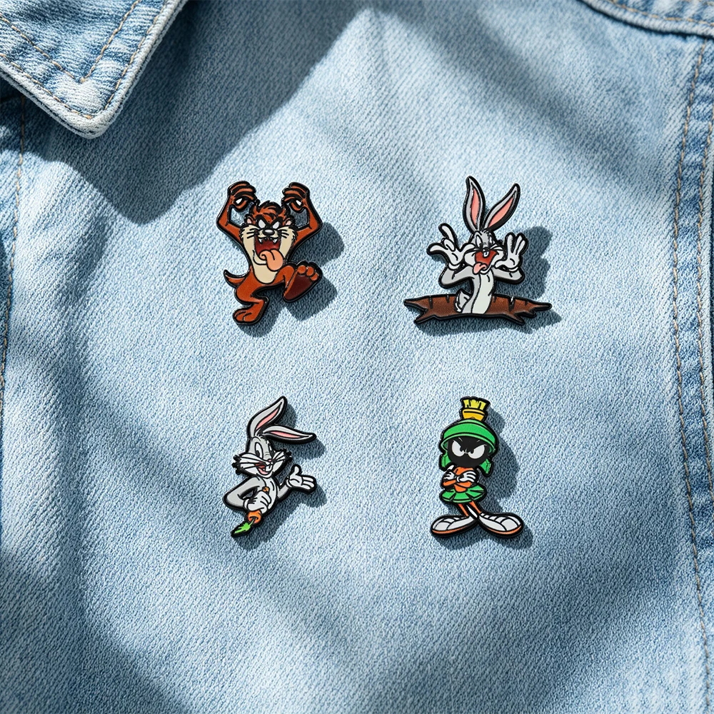4pcs 만화 캐릭터 옷깃 핀 세트 귀여운 토끼 오리  - Embroidery Rabbit 리뷰 및 가격