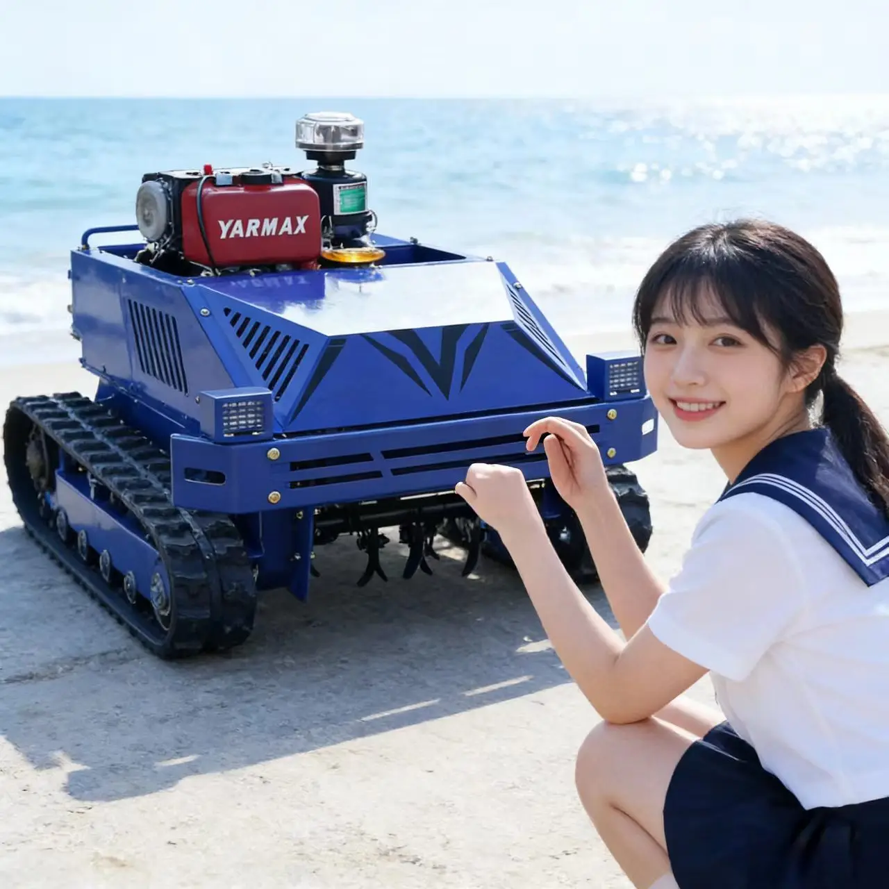 

Customized All-terrain automatic remote-controlled lawn mower multifunctional garden weeding tracked mower robot