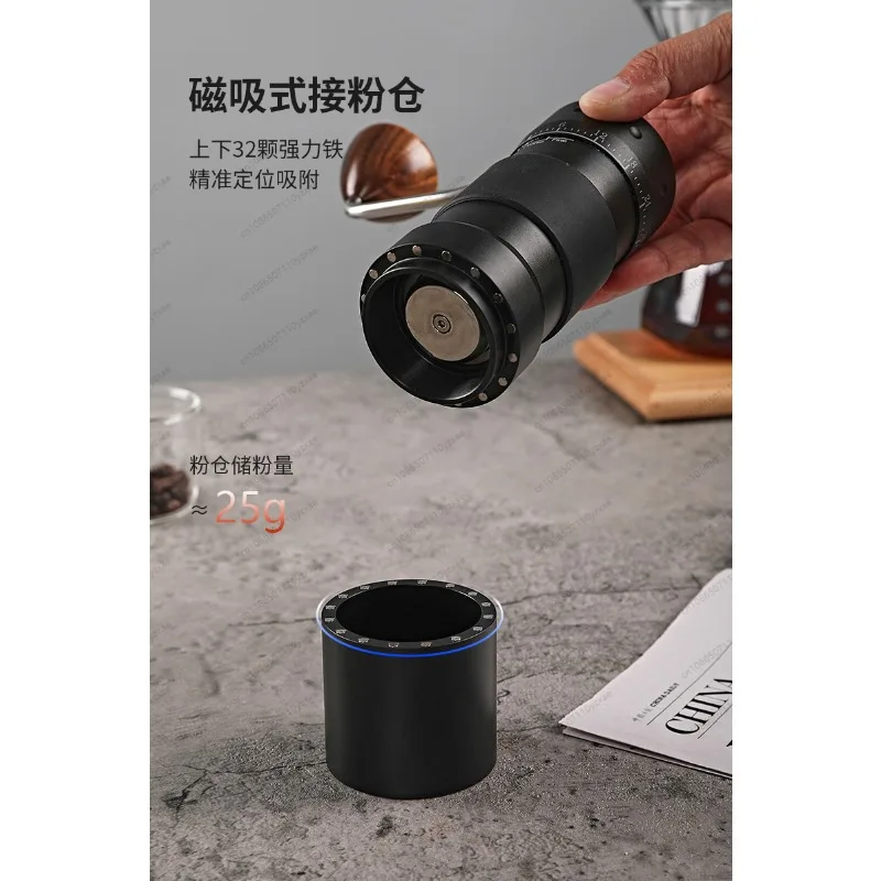 7-Star Ghost Burr Hand Grinder, External Grind Size Setting for Consistent Espresso to French Press, All Metal Build