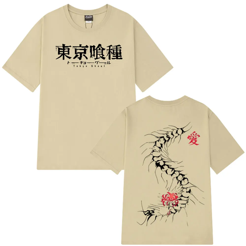 อะนิเมะโตเกียวกูล คานากิ เคน แมงมุมเสื้อยืดผู้ชายผู้หญิงแฟชั่นผ้าฝ้ายคุณภาพสูงหลวมแขนสั้นเสื้อยืดคุณภาพสูง