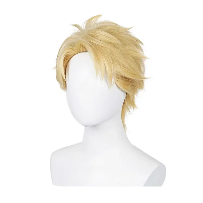 Men Short Straight Synthetic Wig Natural Blonde Brown Hair Wig for Anime Cosplay Party Daily Cosplay Anime Lolita Headpiece