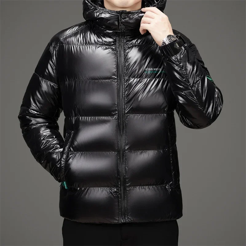 COZOK Down Jacket Men Bright Man Designer Clothes Lightweight Padded s Hooded s Removable Winter Coat