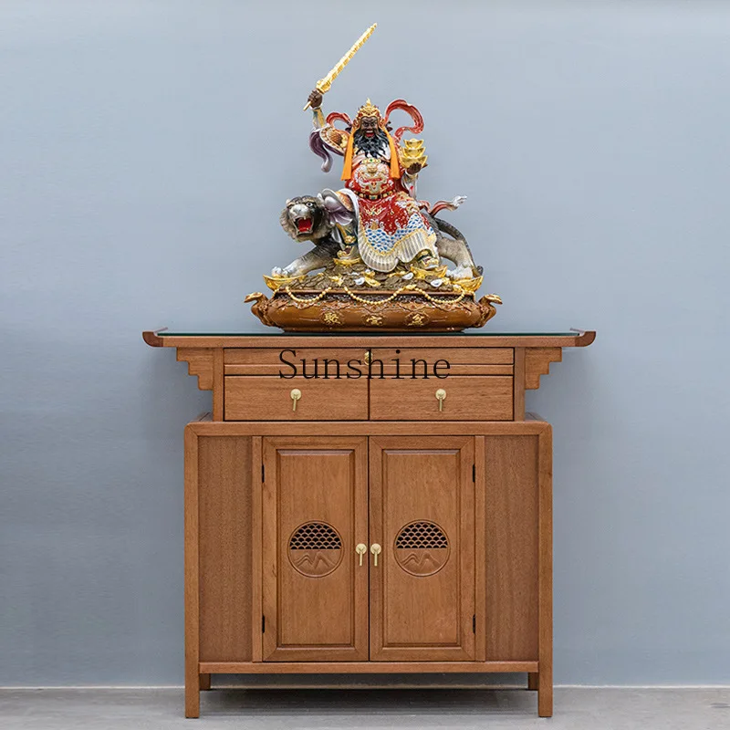 

Household solid wood entrance cabinet God of Wealth Guanyin Buddhist niche incense tribute table