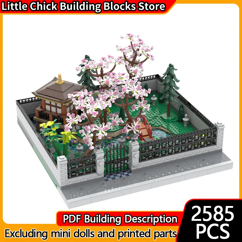 

City Street View Model MOC Building Bricks Cherry Blossom Park Modular Technology Children Holiday Gifts Assemble Toys Suit