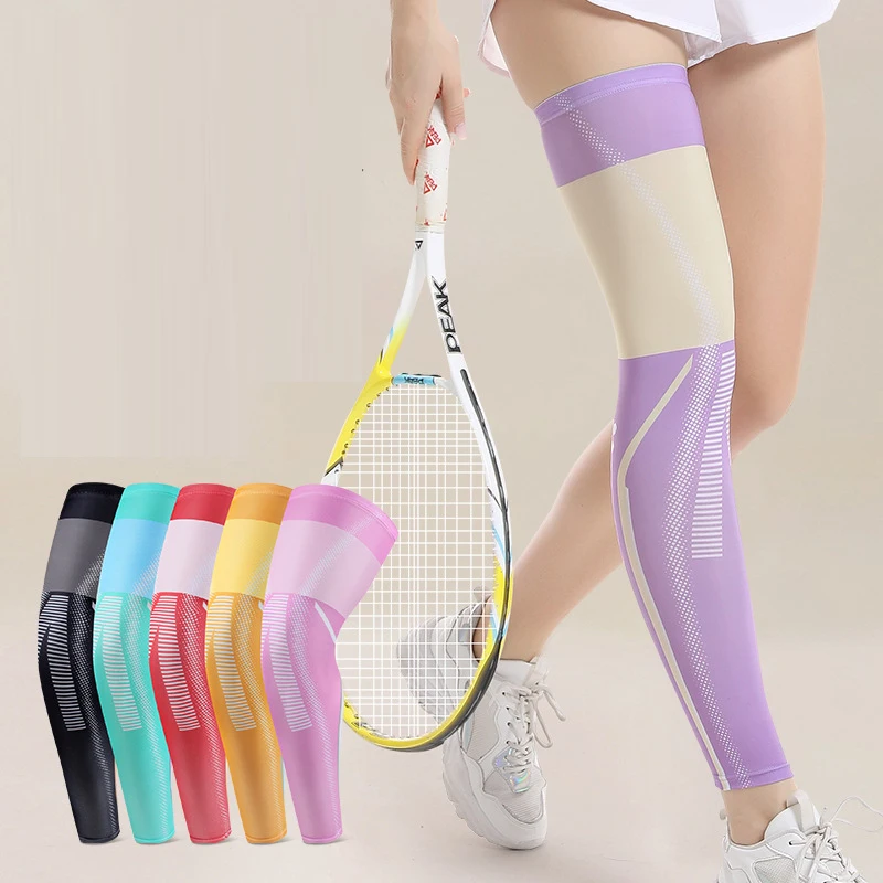 1 Pair Lengthen Knee Support Braces Extended Sports Knee Pads Badminton Tennis Running Anti-Slip Breathable Full Leg Guards