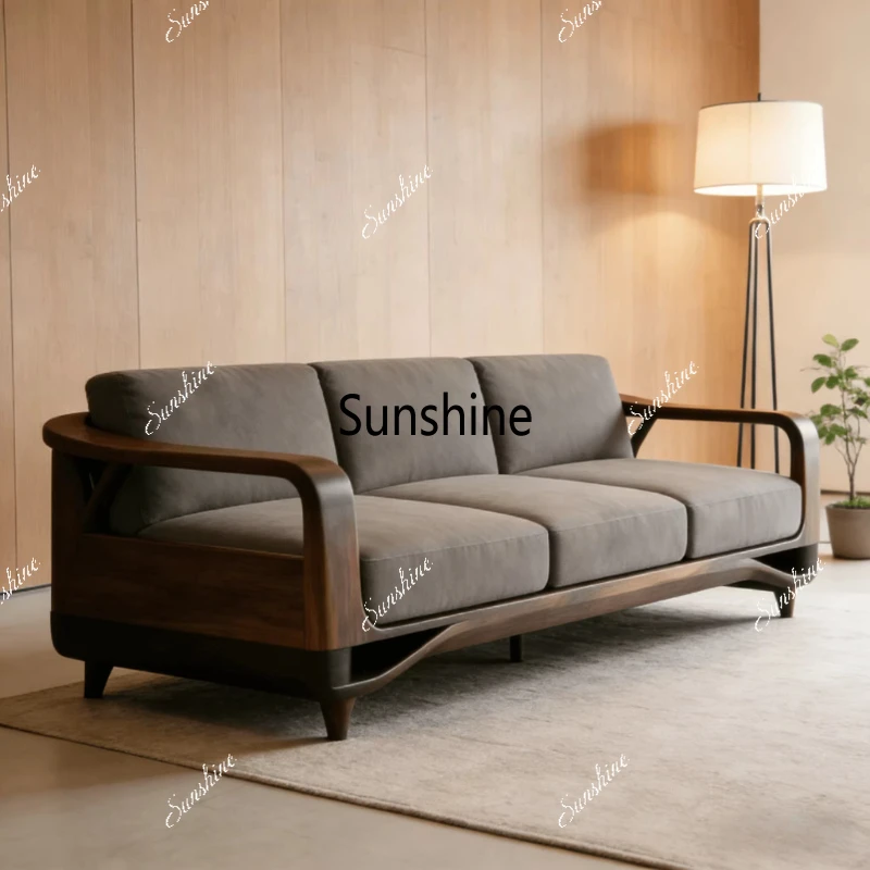 

New Chinese style, solid wood sofa living room, large and small apartment light luxury reception furniture