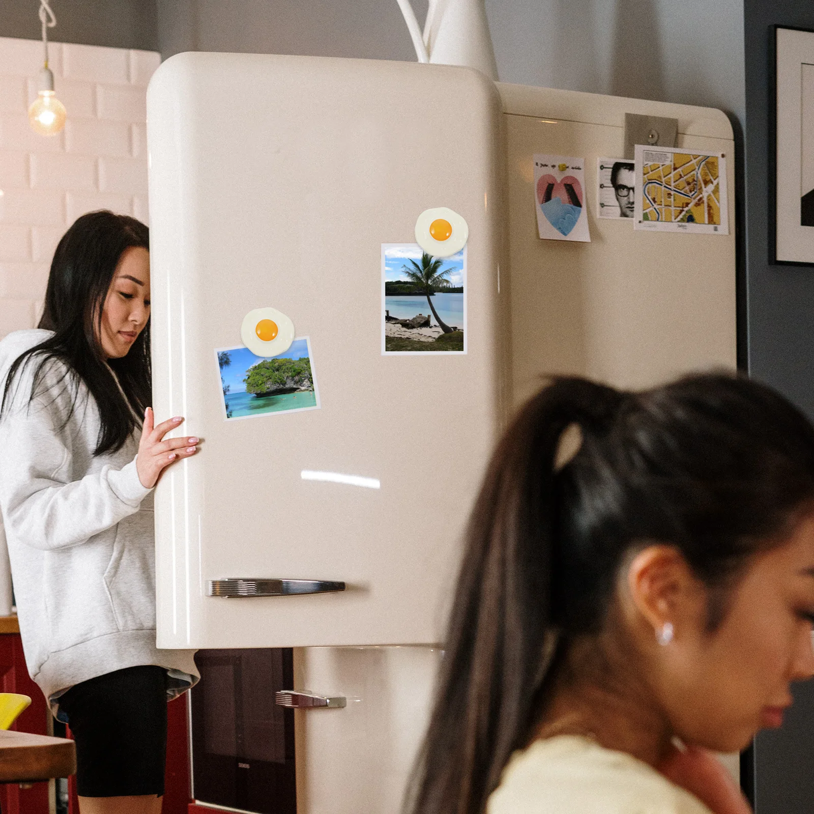 

3D Simulated Food Fridge Magnets Decorative Kitchen Office School Gifts Resin Material Strong Fried Egg Refrigerator