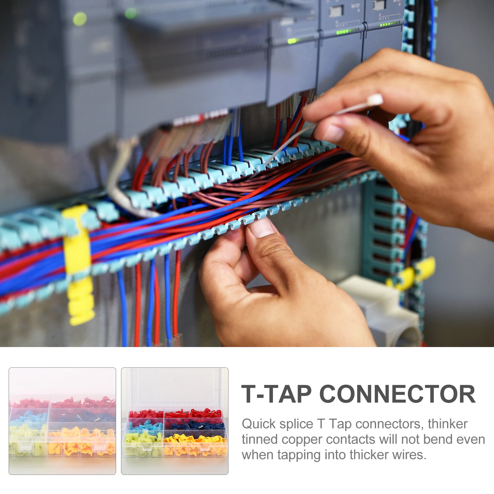 

200Pcs Quick Splice T-Tap Wire Terminal Connector Kit Nylon Lock Copper Contacts Marine Auto Home Wiring Wire Terminal