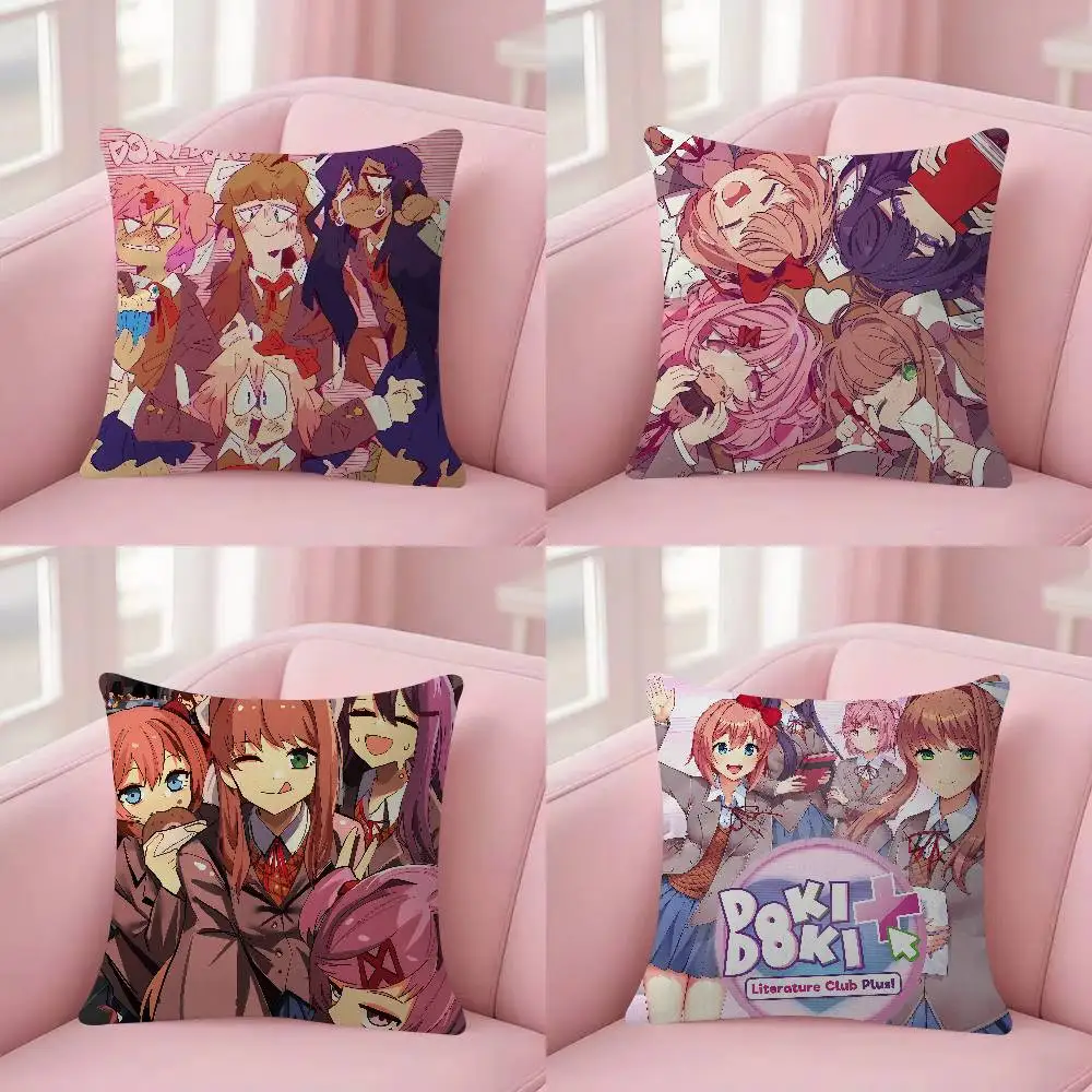 Game Doki D-Doki L-Literatuare Club 45*45cm Cushion Cover Cushion Covers Natural Linen Breathable Sofa Bedroom Decor Pillowcase