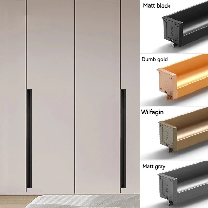 ضوء فاخر جزءا لا يتجزأ من مقبض درج مخفي باب خزانة الملابس مشقوق جزءا لا يتجزأ من مقبض غير مرئي خزانة سبائك الألومنيوم مقبض طويل #1