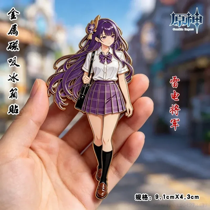 New Genshin Impact Metal Fridge Magnet Furina Raiden Shogun Lumine La Signora Magnetic Sticker Home Decor Collectible Toy Gift