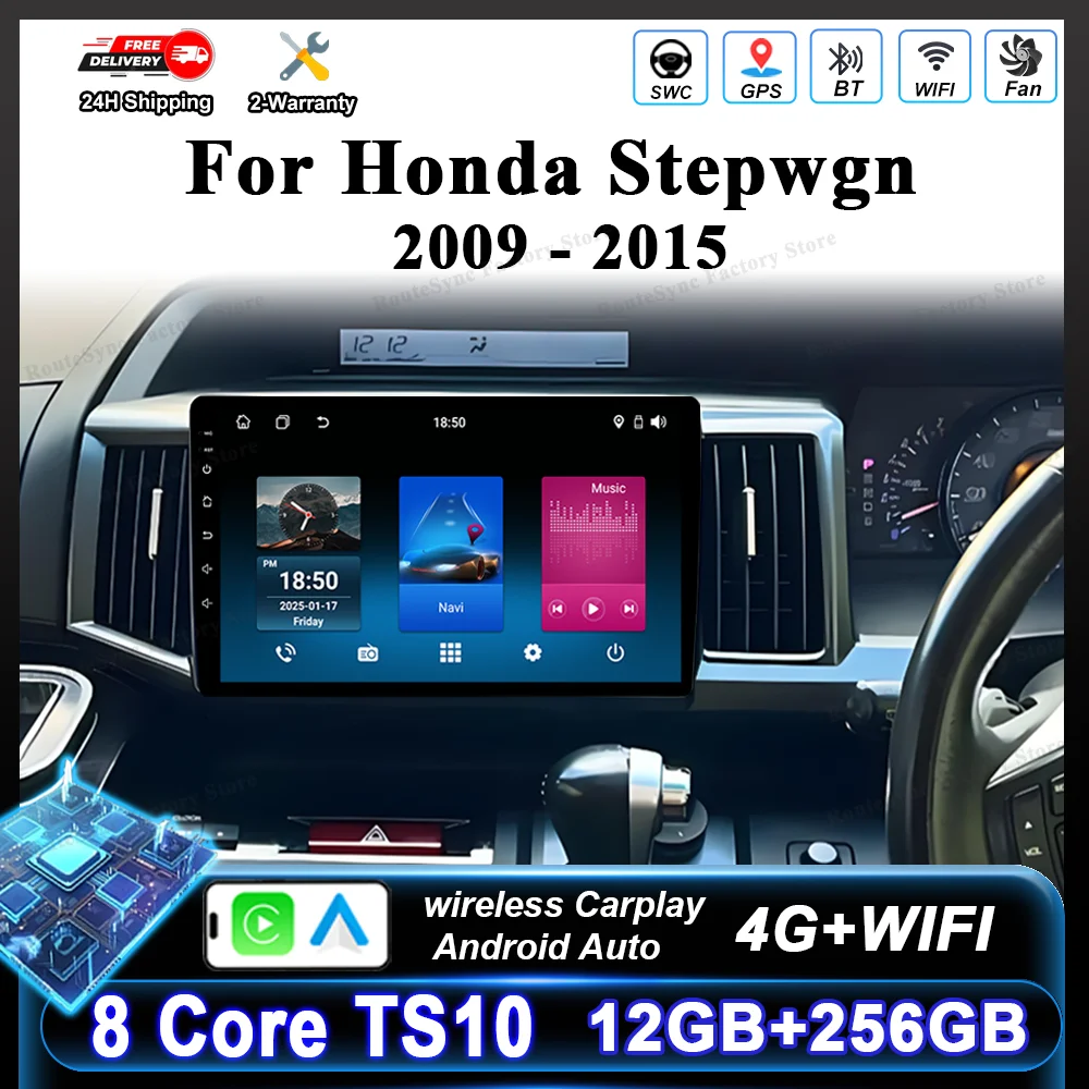 Android 16 Navigation NO 2DIN Carplay  For Honda Stepwgn 2009 -2015 Auto Head Unit Screen Radio Stereo Multimedia Car DVD WIFI