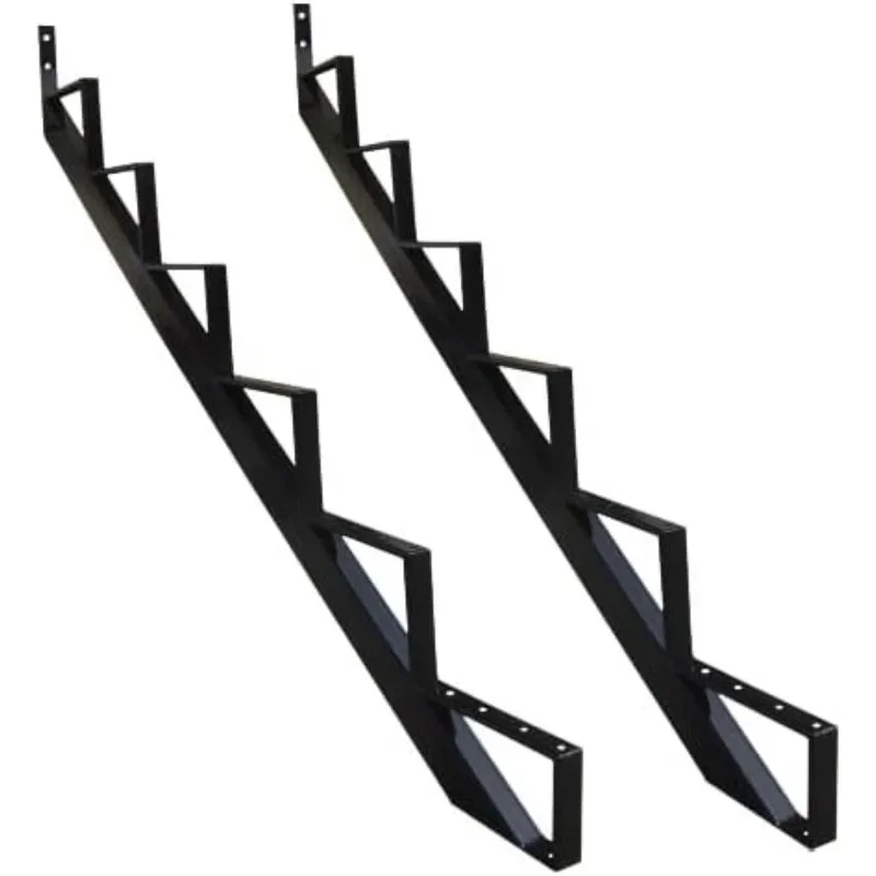 Black Steel Stair Riser with Steel Stair Riser 7 Step Stair Stringer for Deck Height Home Improvement Stair Parts Treads