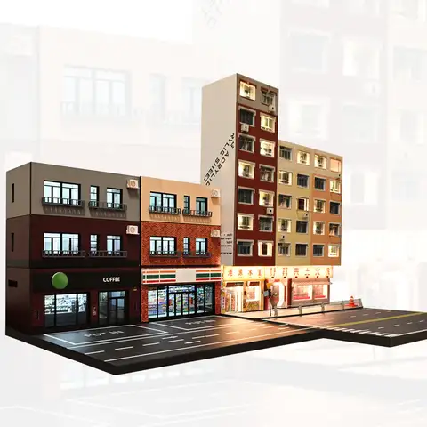 Diorama 1/64 Bilgaragemodell LED-belysning Stad Bostadsparkeringsplats Arkitektonisk Modell Scenvisning 10 best sales diorama parkeringsplats - №8