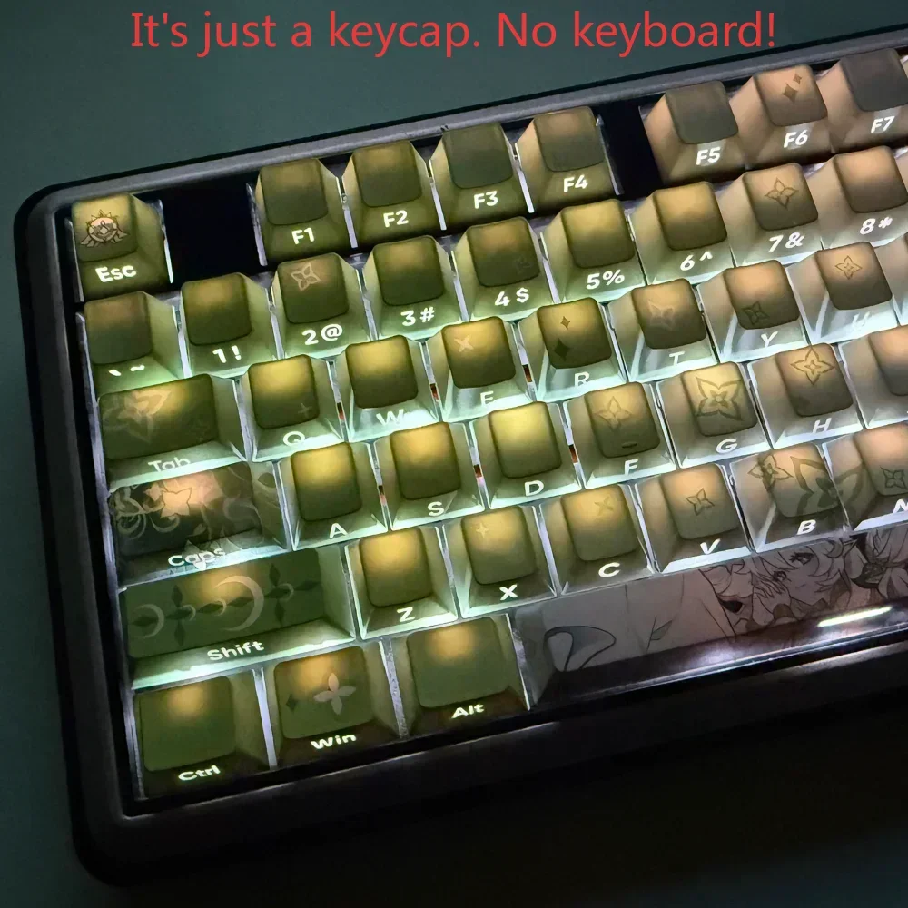 Two Dimensional Nasida Engraved Side Transparent Cherry Key Cap PBT 135 Key for 60/64/84/98/108 Mechanical Keyboard