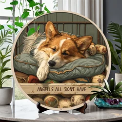 Welsh Corgi Circular Metal Sign High Bending Resistance, Durable Decorative Painting for Garage & Dog Lovers Home Wall Art Decor