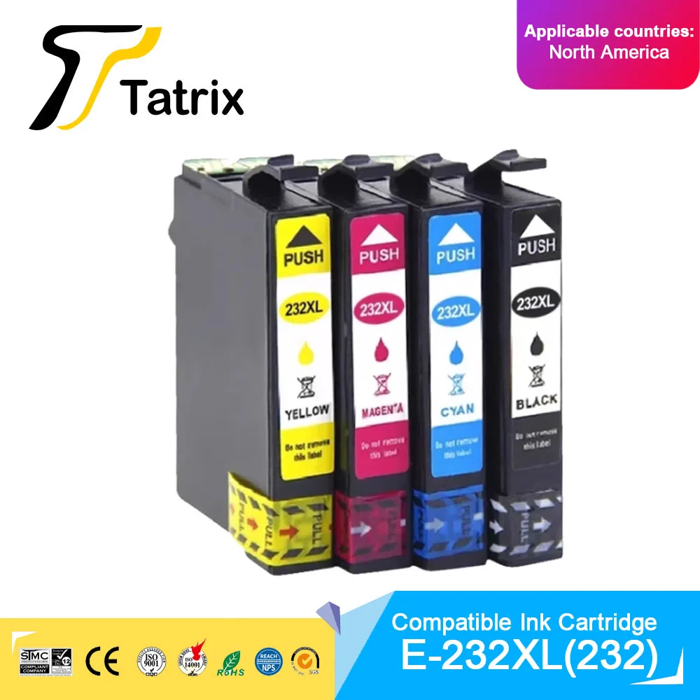 Tatrix 232 T232 XL 232XL T232XL Premium Compatible Color Inkjet Ink Cartridge for Epson XP-4200/XP-4205/ WF-2930/WF-2950 Printer