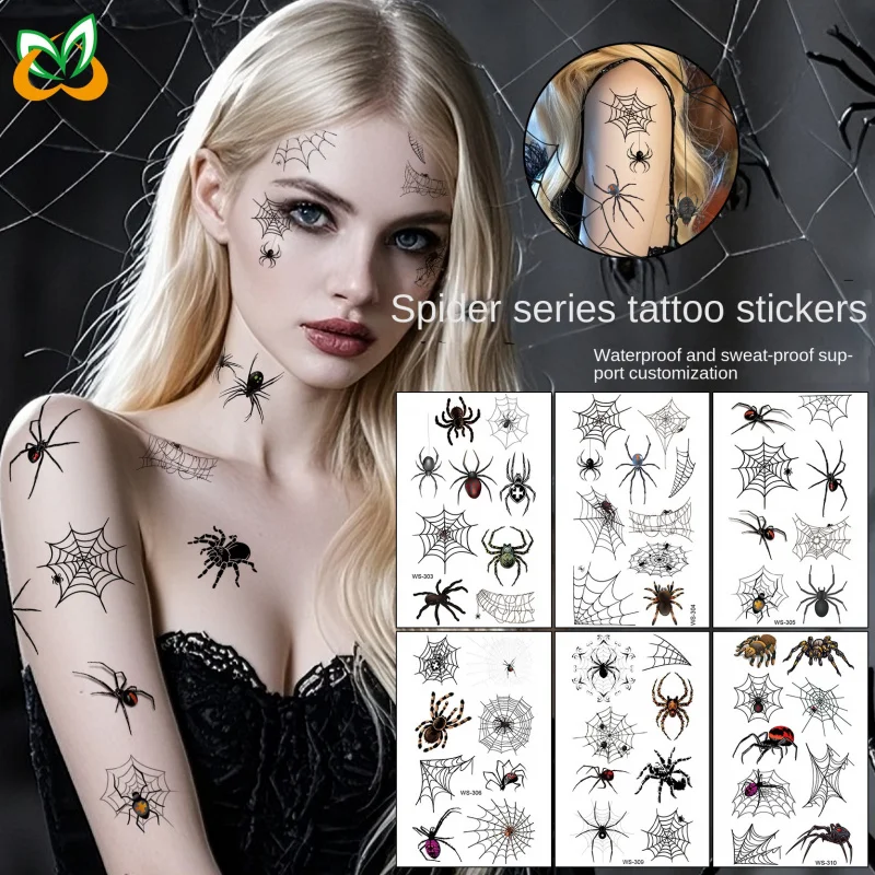 

Same Style 2Zhang Spider Web Halloween Tattoo Sticker Waterproof 3D